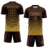 Custom Brown Old Gold Gradient Pinstripe Sublimation Soccer Uniform Jersey