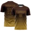 Custom Brown Old Gold Gradient Pinstripe Sublimation Soccer Uniform Jersey