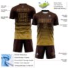 Custom Brown Old Gold Gradient Pinstripe Sublimation Soccer Uniform Jersey