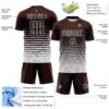 Custom Brown White Gradient Pinstripe Sublimation Soccer Uniform Jersey