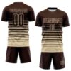 Custom Brown Cream Gradient Pinstripe Sublimation Soccer Uniform Jersey