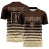 Custom Brown Cream Gradient Pinstripe Sublimation Soccer Uniform Jersey