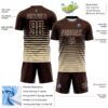Custom Brown Cream Gradient Pinstripe Sublimation Soccer Uniform Jersey