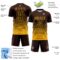 Custom Brown Gold Gradient Pinstripe Sublimation Soccer Uniform Jersey
