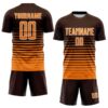 Custom Brown Bay Orange-White Gradient Pinstripe Sublimation Soccer Uniform Jersey