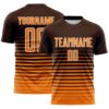 Custom Brown Bay Orange-White Gradient Pinstripe Sublimation Soccer Uniform Jersey
