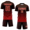 Custom Brown Red-Cream Gradient Pinstripe Sublimation Soccer Uniform Jersey