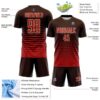 Custom Brown Red-Cream Gradient Pinstripe Sublimation Soccer Uniform Jersey