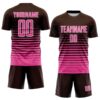 Custom Brown Pink-White Gradient Pinstripe Sublimation Soccer Uniform Jersey