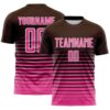 Custom Brown Pink-White Gradient Pinstripe Sublimation Soccer Uniform Jersey