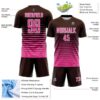Custom Brown Pink-White Gradient Pinstripe Sublimation Soccer Uniform Jersey