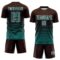 Custom Brown Teal-White Gradient Pinstripe Sublimation Soccer Uniform Jersey