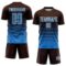 Custom Brown Powder Blue-Cream Gradient Pinstripe Sublimation Soccer Uniform Jersey