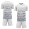 Custom White Gray Gradient Pinstripe Sublimation Soccer Uniform Jersey