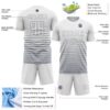 Custom White Gray Gradient Pinstripe Sublimation Soccer Uniform Jersey