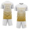 Custom White Old Gold Gradient Pinstripe Sublimation Soccer Uniform Jersey
