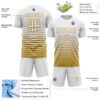 Custom White Old Gold Gradient Pinstripe Sublimation Soccer Uniform Jersey