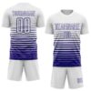 Custom White Dark Purple Gradient Pinstripe Sublimation Soccer Uniform Jersey