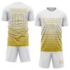 Custom White Old Gold Gradient Pinstripe Sublimation Soccer Uniform Jersey
