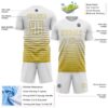 Custom White Old Gold Gradient Pinstripe Sublimation Soccer Uniform Jersey