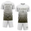 Custom White Olive Gradient Pinstripe Sublimation Soccer Uniform Jersey
