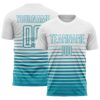 Custom White Teal Gradient Pinstripe Sublimation Soccer Uniform Jersey