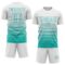 Custom White Aqua Gradient Pinstripe Sublimation Soccer Uniform Jersey