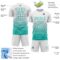 Custom White Aqua Gradient Pinstripe Sublimation Soccer Uniform Jersey