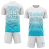 Custom White Lakes Blue Gradient Pinstripe Sublimation Soccer Uniform Jersey