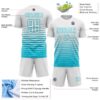 Custom White Lakes Blue Gradient Pinstripe Sublimation Soccer Uniform Jersey