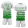 Custom White Grass Green Gradient Pinstripe Sublimation Soccer Uniform Jersey