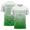 Custom White Grass Green Gradient Pinstripe Sublimation Soccer Uniform Jersey