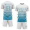 Custom White Panther Blue Gradient Pinstripe Sublimation Soccer Uniform Jersey