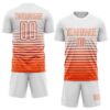 Custom White Orange Gradient Pinstripe Sublimation Soccer Uniform Jersey