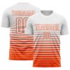 Custom White Orange Gradient Pinstripe Sublimation Soccer Uniform Jersey