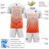 Custom White Orange Gradient Pinstripe Sublimation Soccer Uniform Jersey