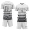 Custom White Steel Gray Gradient Pinstripe Sublimation Soccer Uniform Jersey