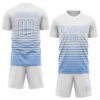 Custom White Light Blue Gradient Pinstripe Sublimation Soccer Uniform Jersey