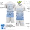 Custom White Light Blue Gradient Pinstripe Sublimation Soccer Uniform Jersey