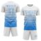 Custom White Powder Blue Gradient Pinstripe Sublimation Soccer Uniform Jersey