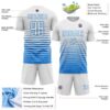 Custom White Powder Blue Gradient Pinstripe Sublimation Soccer Uniform Jersey