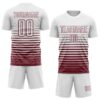 Custom White Burgundy Gradient Pinstripe Sublimation Soccer Uniform Jersey