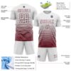 Custom White Burgundy Gradient Pinstripe Sublimation Soccer Uniform Jersey
