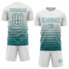Custom White Teal Gradient Pinstripe Sublimation Soccer Uniform Jersey