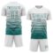 Custom White Teal Gradient Pinstripe Sublimation Soccer Uniform Jersey
