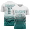 Custom White Teal Gradient Pinstripe Sublimation Soccer Uniform Jersey