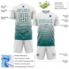 Custom White Teal Gradient Pinstripe Sublimation Soccer Uniform Jersey