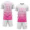 Custom White Pink Gradient Pinstripe Sublimation Soccer Uniform Jersey