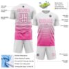 Custom White Pink Gradient Pinstripe Sublimation Soccer Uniform Jersey
