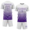 Custom White Purple Gradient Pinstripe Sublimation Soccer Uniform Jersey